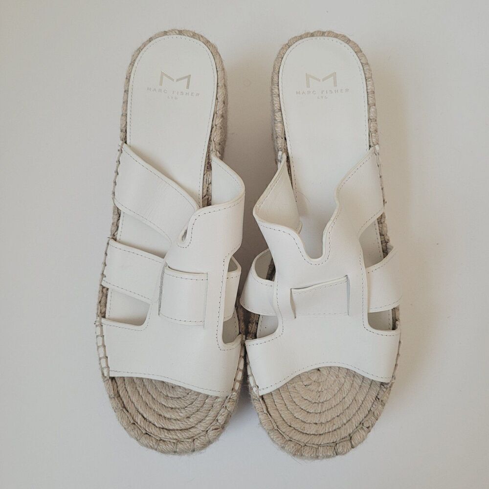 Marc Fisher Robbyn White Espadrille Slip on Sandal Size 9.5 - Picture 7 of 7